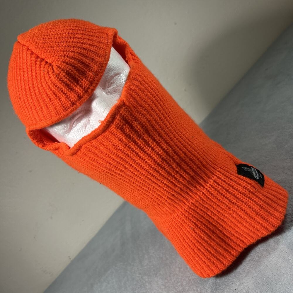 Vintage Y2K 2000s Ski Mask Balaclava Fleece Striped Orange Worker Corduroy Snow